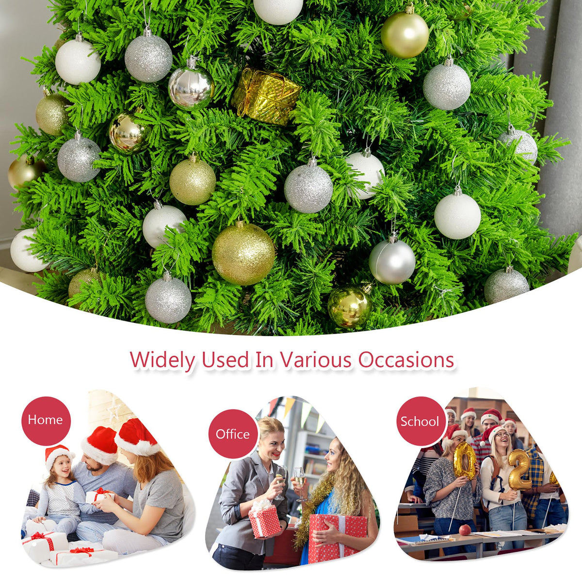 Costway 7.5ft Snow Flocked Hinged Artificial Christmas Tree w/ Metal Stand Green