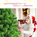 Costway 7.5ft Snow Flocked Hinged Artificial Christmas Tree w/ Metal Stand Green