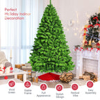 Costway 7.5ft Snow Flocked Hinged Artificial Christmas Tree w/ Metal Stand Green
