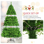 Costway 7.5ft Snow Flocked Hinged Artificial Christmas Tree w/ Metal Stand Green