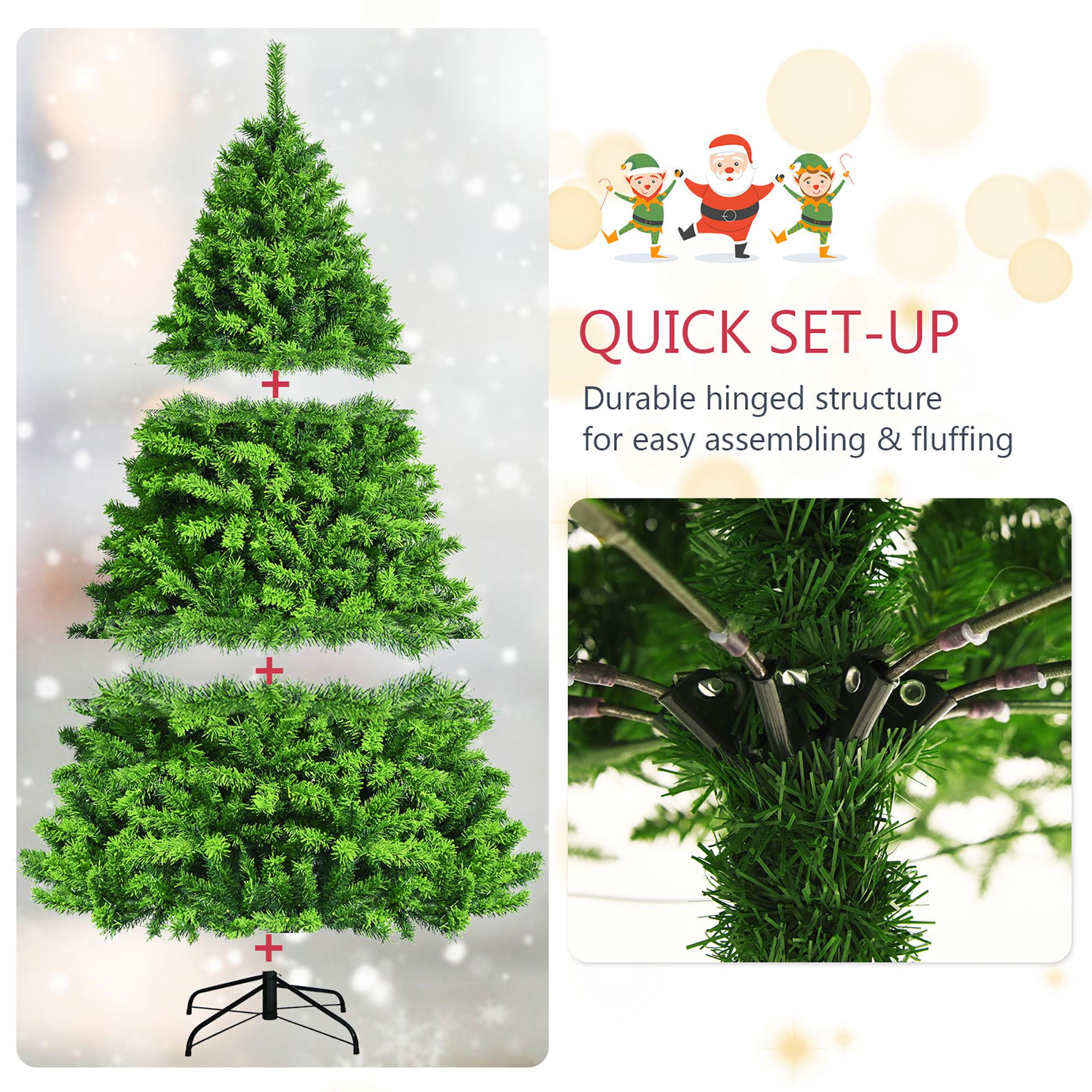 Costway 7.5ft Snow Flocked Hinged Artificial Christmas Tree w/ Metal Stand Green