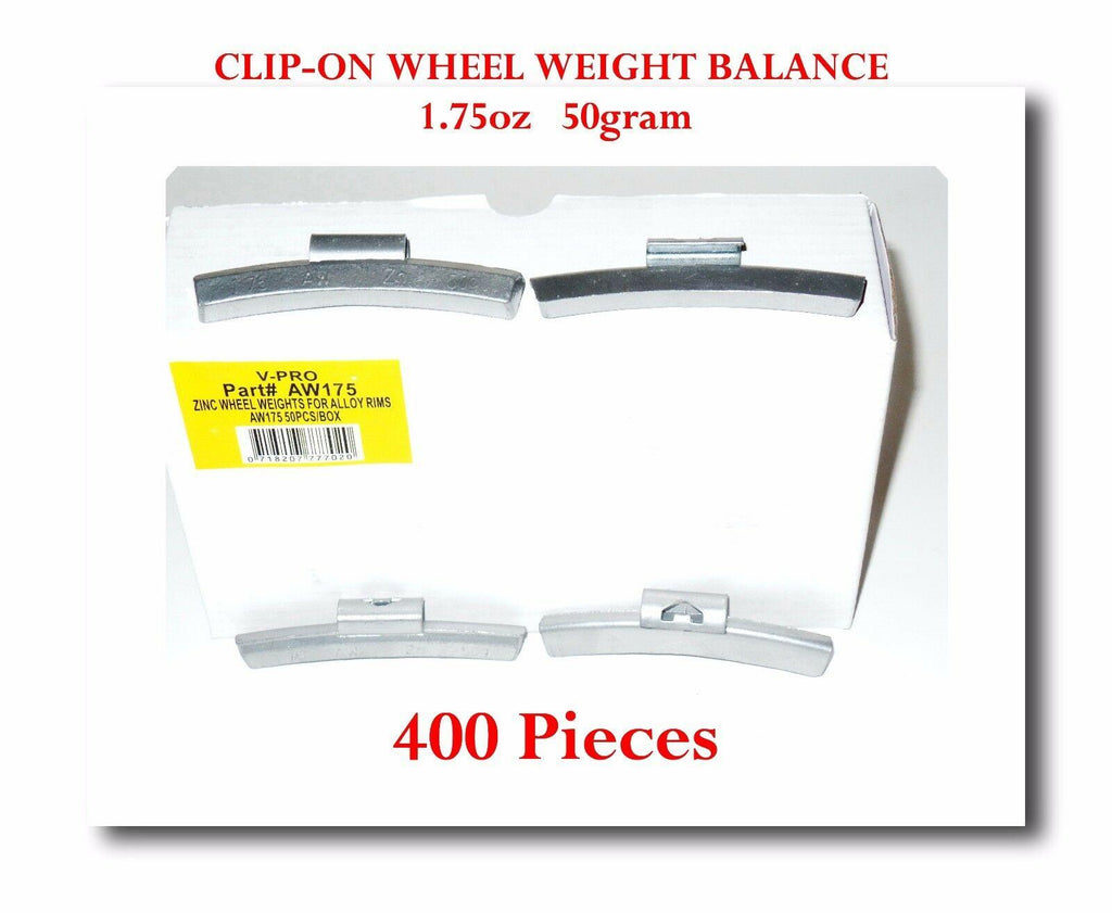 400 Pcs ZN CLIP-ON Wheel Weight  1.75 oz  50g AW175 Zing -Led Free