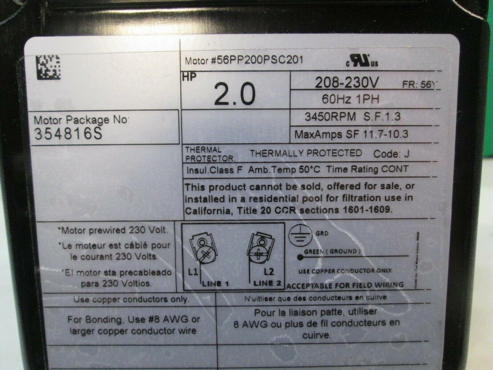 pentair trade grade 354816s 2hp single phase 208v 230v pool pump tefc