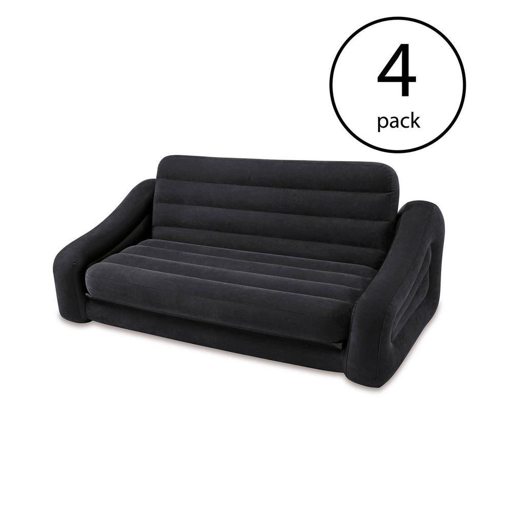 Queen Size Inflatable Pull-Out Futon Sofa Couch Bed, Dark Gray (4-Pack)