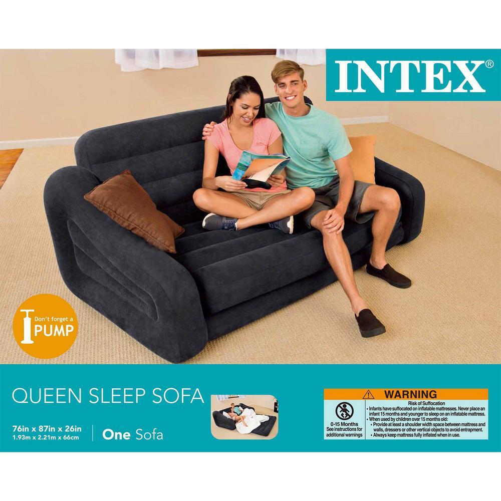 Queen Size Inflatable Pull-Out Futon Sofa Couch Bed, Dark Gray (4-Pack)
