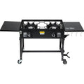 58,000 BTU Outdoor Camping Propane Double Burner Stove CooStation with Drop-Down Side Tables