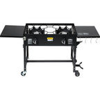 58,000 BTU Outdoor Camping Propane Double Burner Stove CooStation with Drop-Down Side Tables