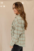 heart sage plaid flannel