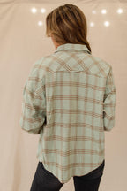 heart sage plaid flannel