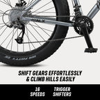Mongoose Dolomite ALX fat tire mountain bike, 16 speeds, medium frame, grey