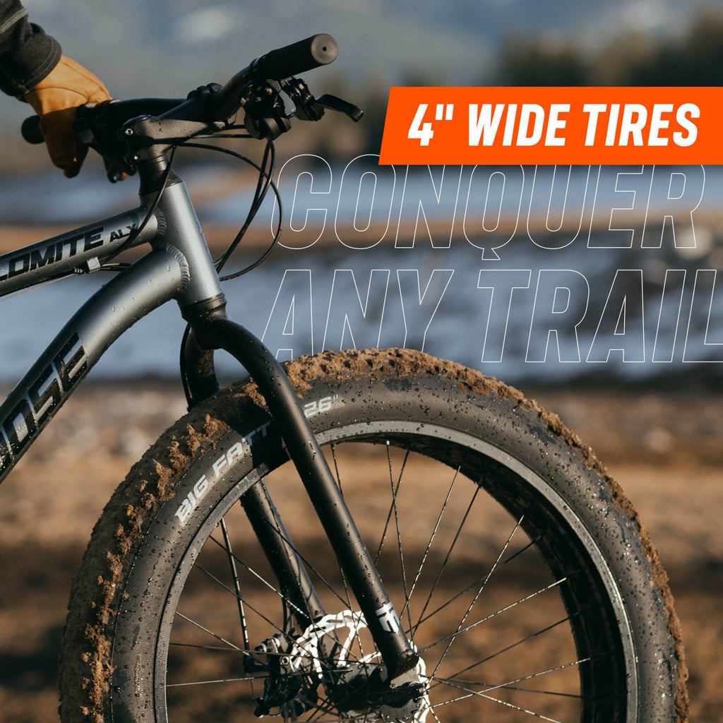 Mongoose Dolomite ALX fat tire mountain bike, 16 speeds, medium frame, grey