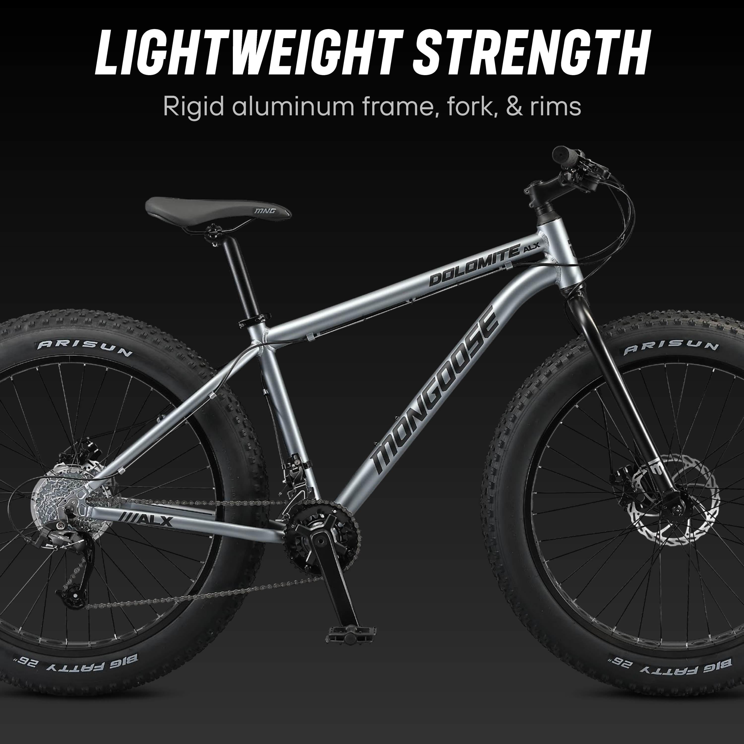 Mongoose Dolomite ALX fat tire mountain bike, 16 speeds, medium frame, grey
