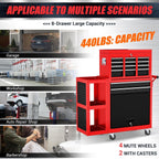 Heavy Duty 8 Drawer Rolling Tool Chest, 3-In-1 Modular Tool Box Set with Detachable 4-Tire Utility Cart, Lockable Workshop Tool Cabinet with Protective Liner, 35”W x 13”D x 43”H Industrial Warehouse