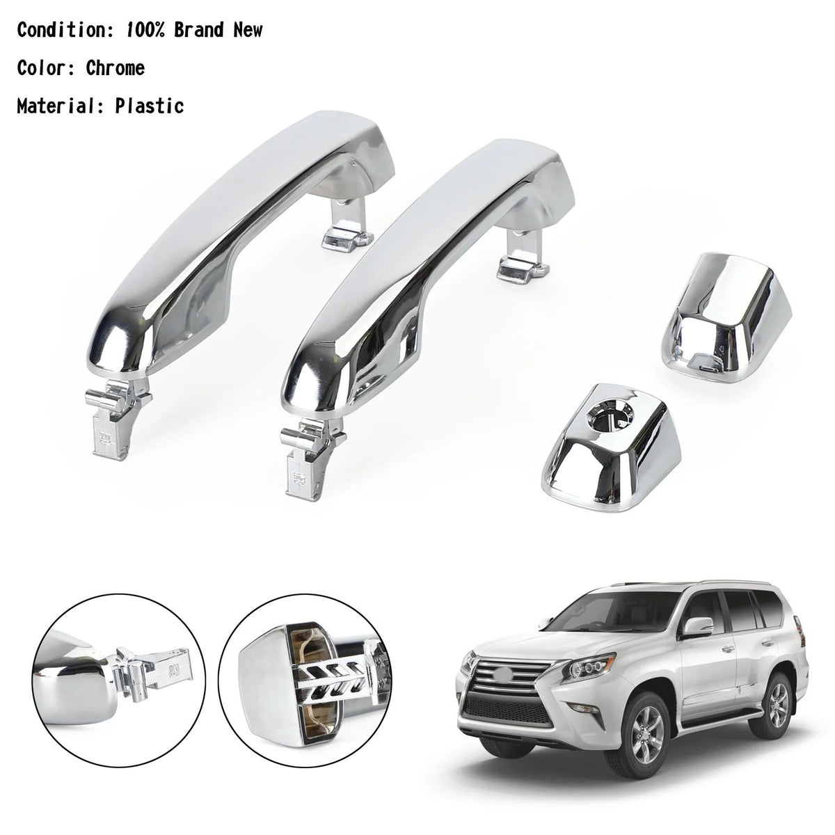 2010-2016 Toyota 4Runner Chrome Front LH+RH Exterior Door Handle 6921735050 Generic