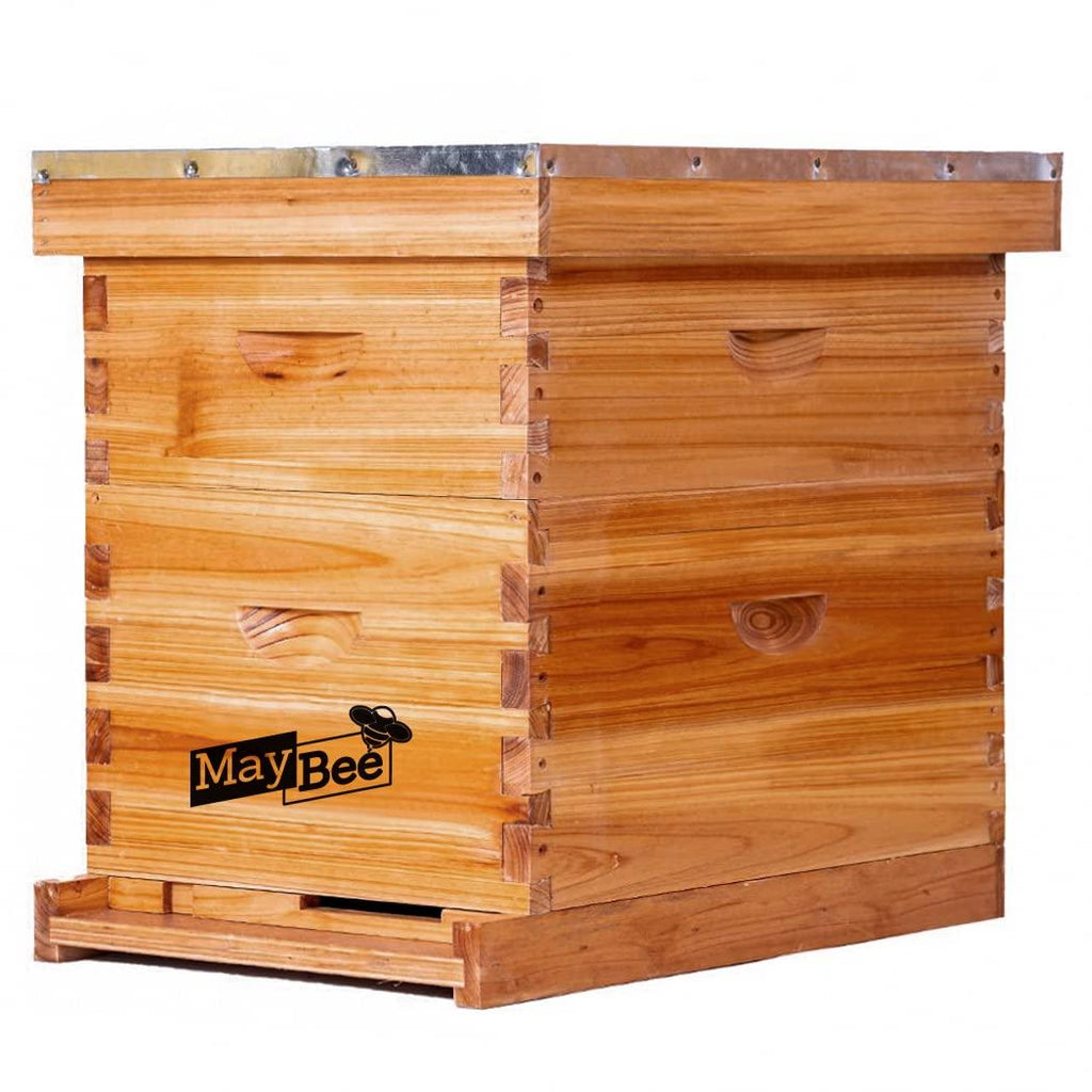 beehive 8 frame bee hives and supplies starter kit, bee hive for beginner, honey bee hives includes 1 deep bee boxes, 1 bee hive super with beehive frames and foundation