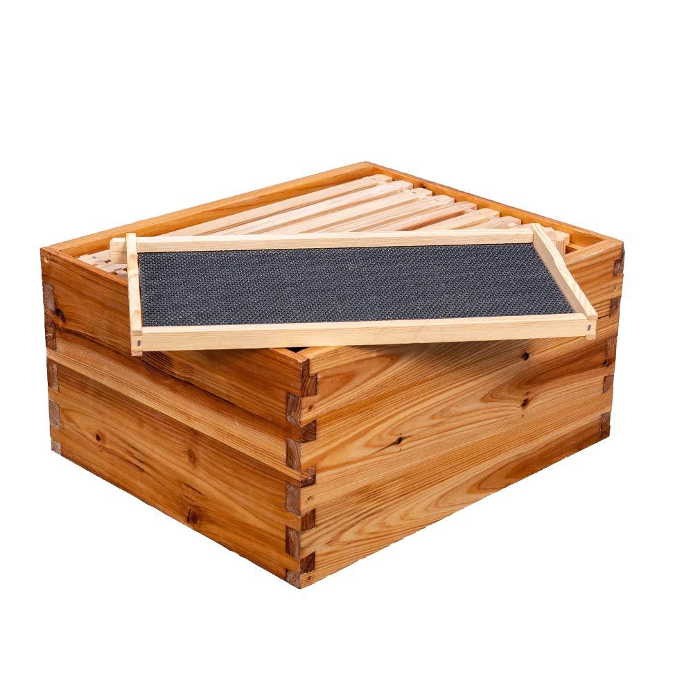 beehive 8 frame bee hives and supplies starter kit, bee hive for beginner, honey bee hives includes 1 deep bee boxes, 1 bee hive super with beehive frames and foundation