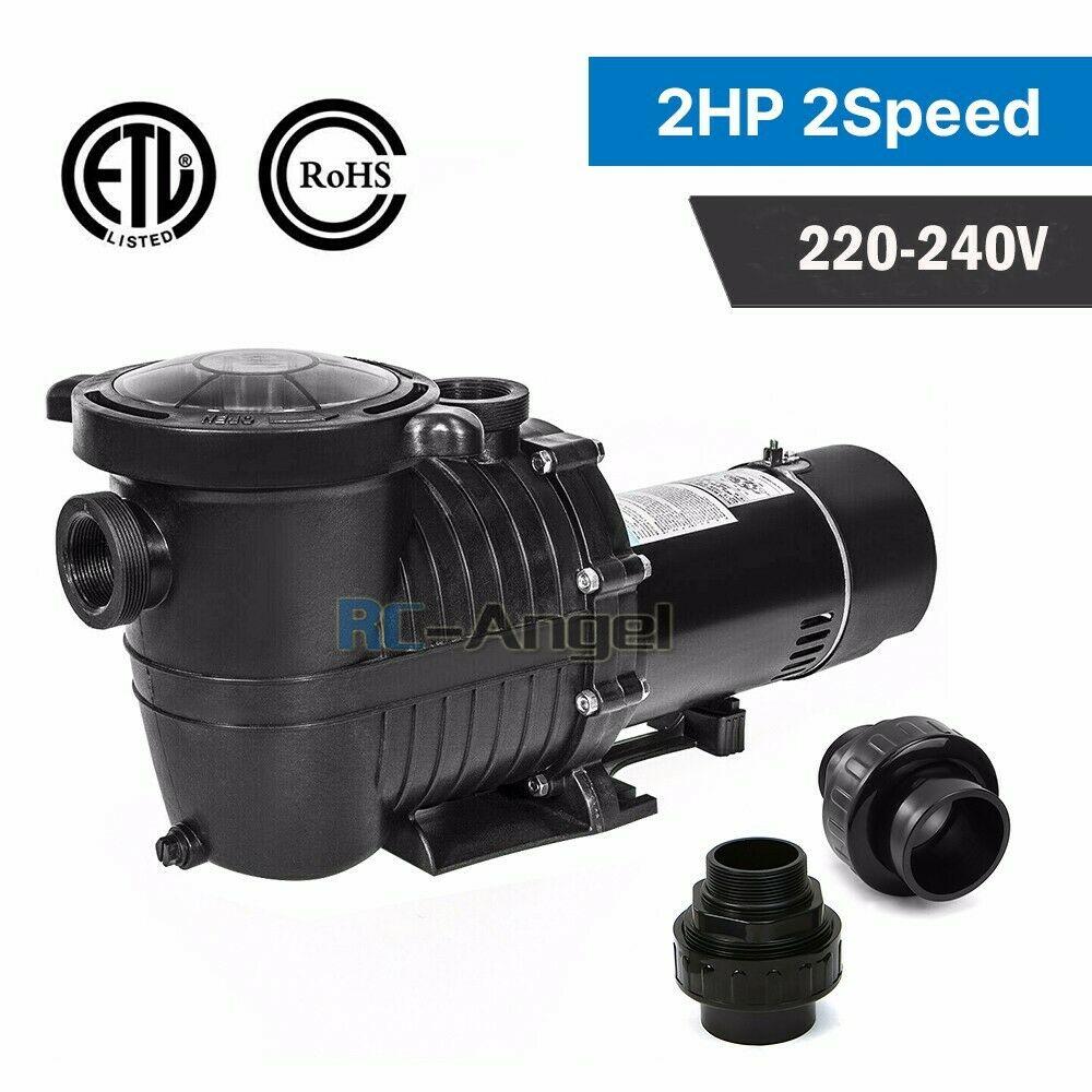 2hp 2 speed 230v 1.5" npt inground swimming pool pump motor w/strainer hayward