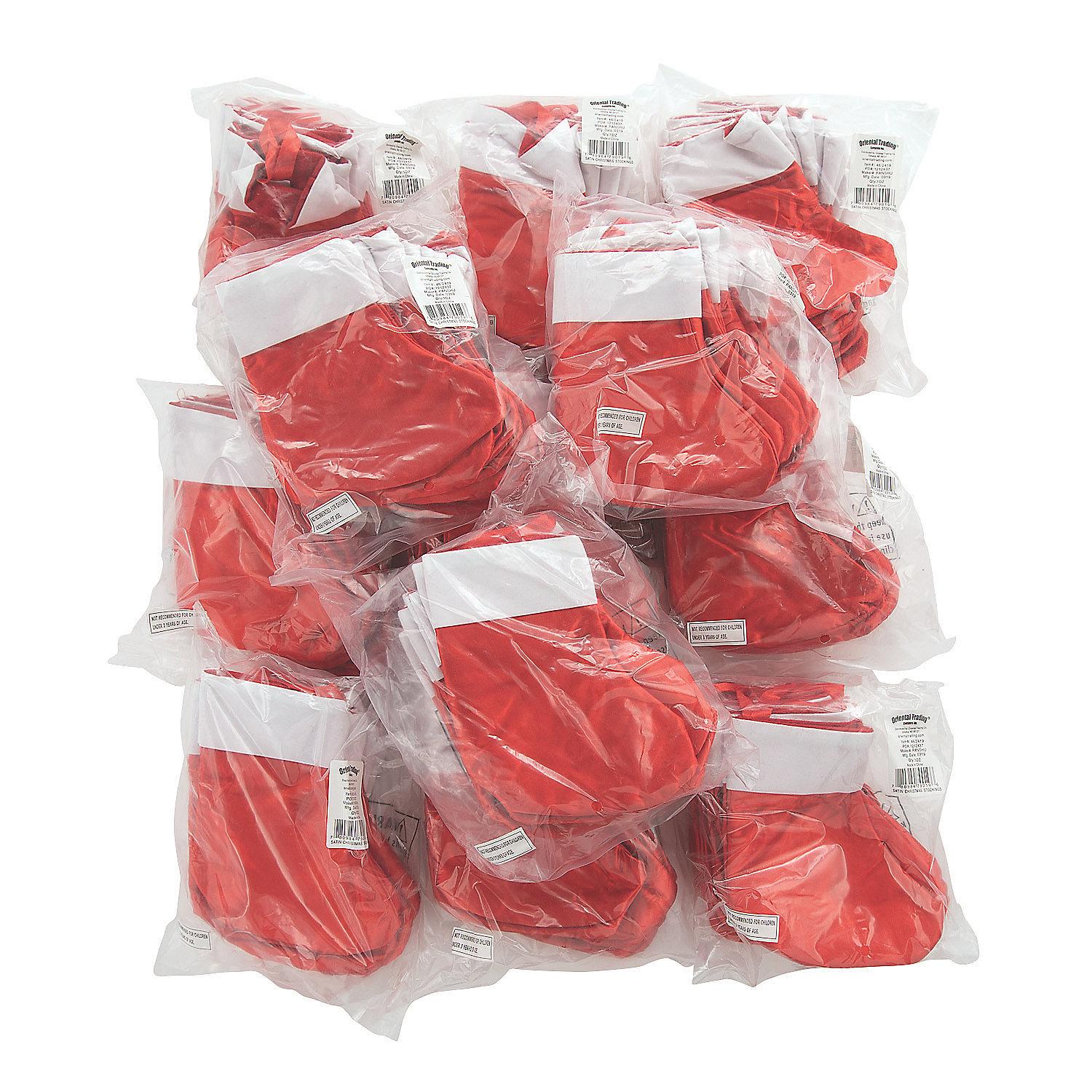 Bulk Small Red Christmas Stockings, Craft Supplies, Christmas, 144 Pieces