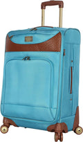 er Luggage Collection - Expandable 24 Inch Softside Bag - Durable Mid-sized Lightweight Checked Suitcase with 4-Rolling Spinner Wheels (Light Blue)