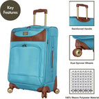 er Luggage Collection - Expandable 24 Inch Softside Bag - Durable Mid-sized Lightweight Checked Suitcase with 4-Rolling Spinner Wheels (Light Blue)