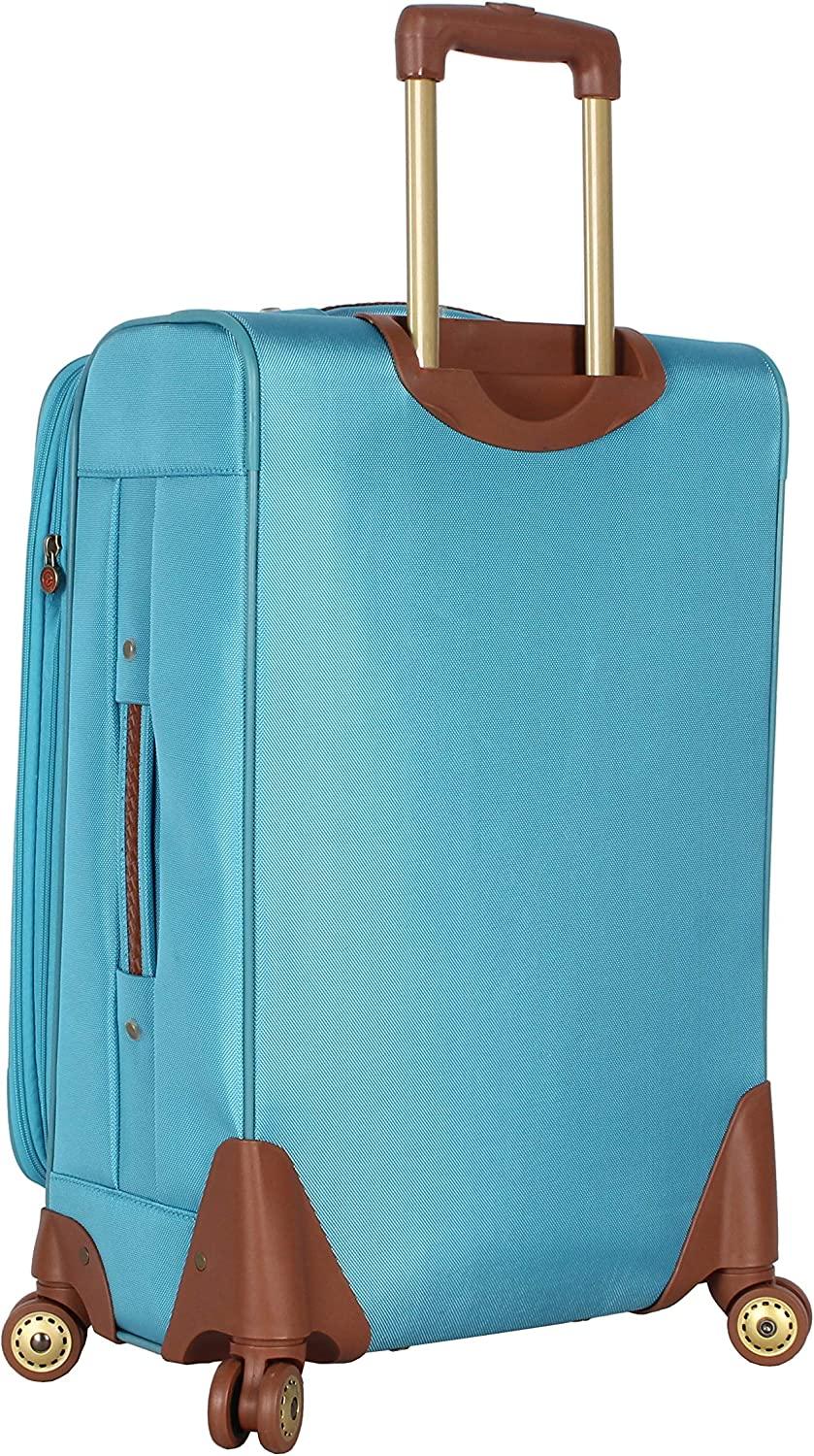 er Luggage Collection - Expandable 24 Inch Softside Bag - Durable Mid-sized Lightweight Checked Suitcase with 4-Rolling Spinner Wheels (Light Blue)