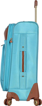 er Luggage Collection - Expandable 24 Inch Softside Bag - Durable Mid-sized Lightweight Checked Suitcase with 4-Rolling Spinner Wheels (Light Blue)