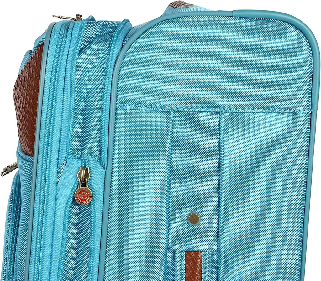er Luggage Collection - Expandable 24 Inch Softside Bag - Durable Mid-sized Lightweight Checked Suitcase with 4-Rolling Spinner Wheels (Light Blue)