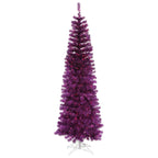 Vickerman Artificial Christmas Tree 6.5' x 27" Purple Pencil Dura-lit LED 300 Purple Lights