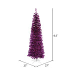 Vickerman Artificial Christmas Tree 6.5' x 27" Purple Pencil Dura-lit LED 300 Purple Lights