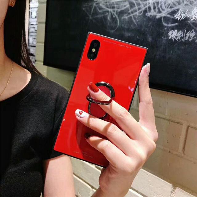 Phone Case - Tempered Glass Square Fashion Classic Phone Case for iPhone X
