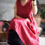 Babakud Linen Vintage Summer Sleeveless Dress