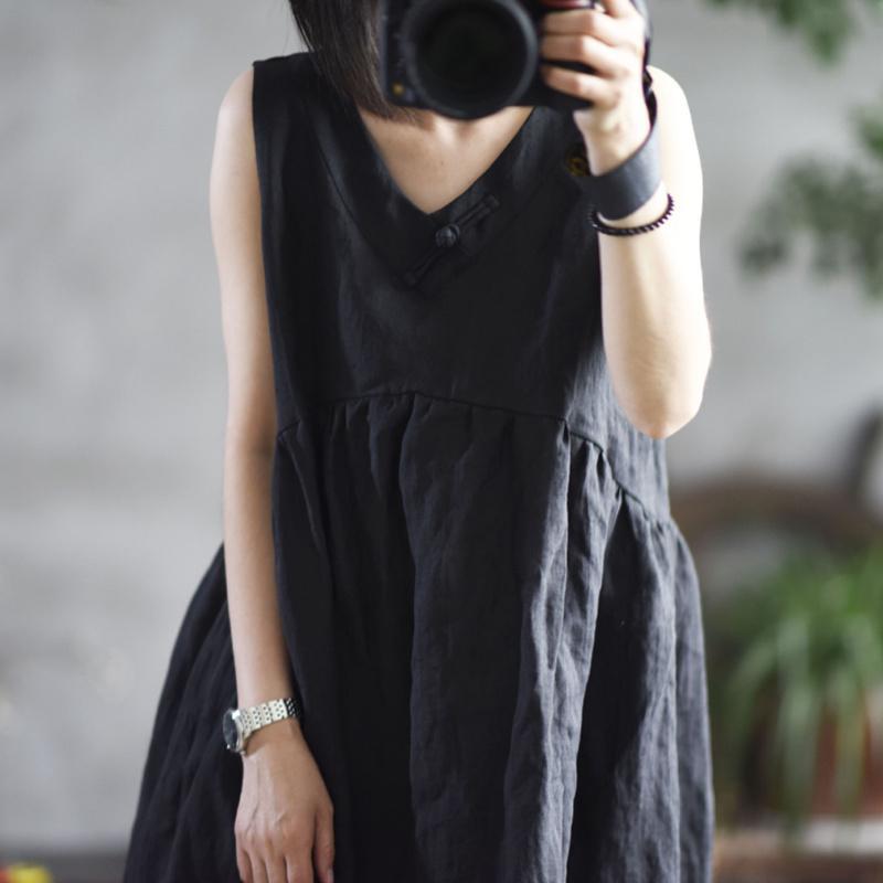 Babakud Linen Vintage Summer Sleeveless Dress