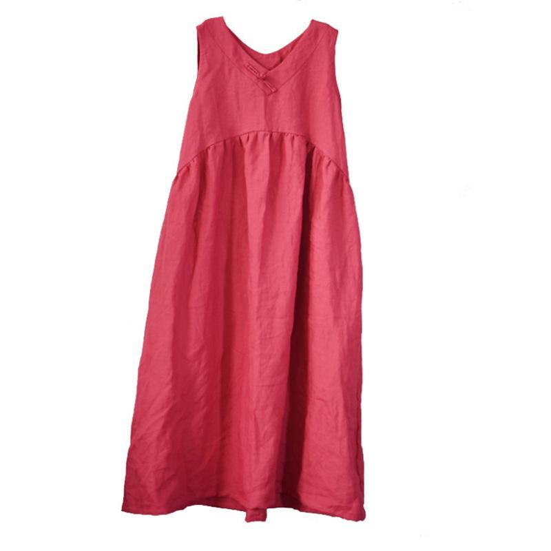 Babakud Linen Vintage Summer Sleeveless Dress