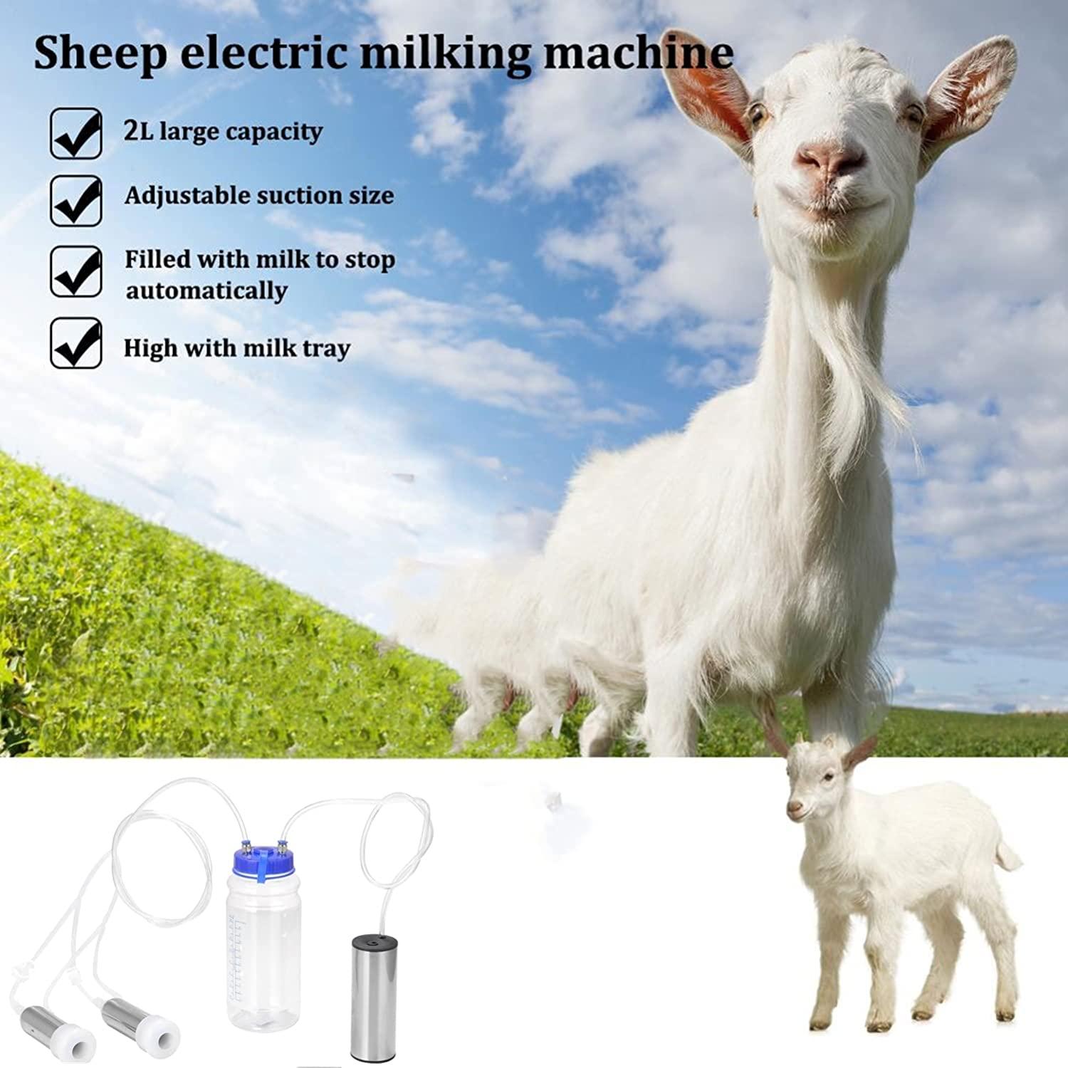 wftd portable electric milking machine milker for goat, stainless steel vacuum pump milker with 2 teat cups for livestock household domestic farm tool supplies