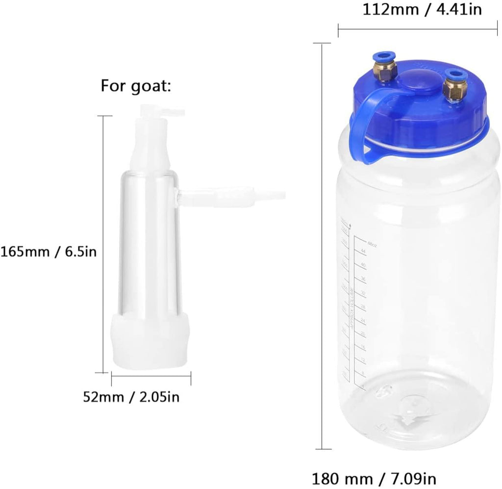 wftd portable electric milking machine milker for goat, stainless steel vacuum pump milker with 2 teat cups for livestock household domestic farm tool supplies