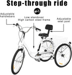 Adult Trike, Foldable Tricycle Cruiser Bike 26-in 3-Wheel 7 Speed with Cargo Basket and Installation Tools, for Recreation, Shopping, Picnics Exercise Men's Women's Bike