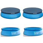 8ft Above Ground Swimming Pool Cover(2) &amp; 8ft Inflatable Top Round Pool(2)
