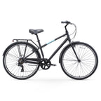 reezero Reach Your Destination Men's 7-Speed Hybrid Bike with Rear Rack, 28" Wheels, Matte Black