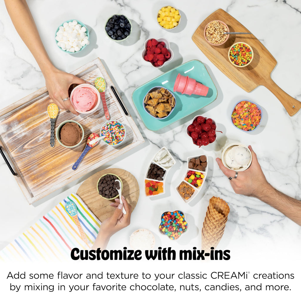 CREAMi Scoop & Swirl Ice Cream and Soft Serve Maker, Oprah's Favorite Things 2025, 13 Programs, Soft Serve Handle & (4) CREAMi 2-in-1 16oz Pints, Gift for Kids & ALL ages, NC701