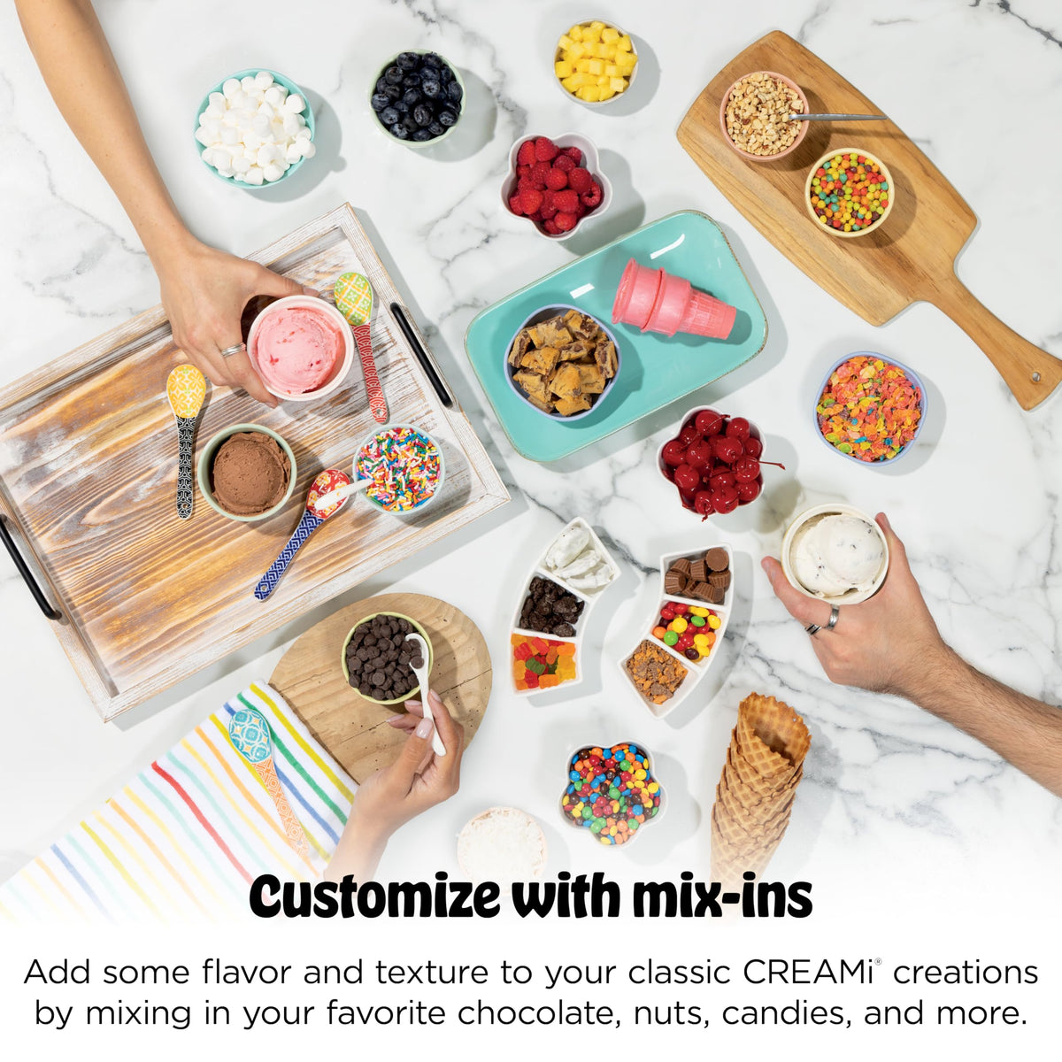 CREAMi Scoop & Swirl Ice Cream and Soft Serve Maker, Oprah's Favorite Things 2025, 13 Programs, Soft Serve Handle & (4) CREAMi 2-in-1 16oz Pints, Gift for Kids & ALL ages, NC701