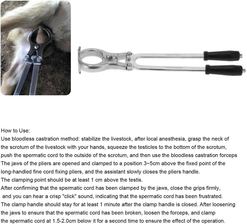 castration forcep, veterinary equipment livestock tools thickened stainless steel easy to operate with non‑slip design for farm for animal(castor pliers for cattle)