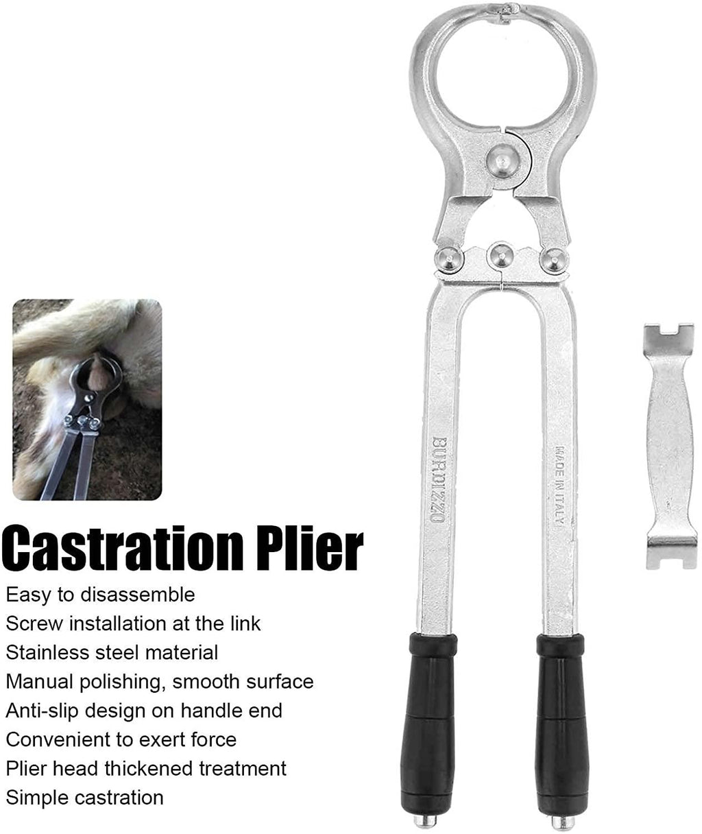 castration forcep, veterinary equipment livestock tools thickened stainless steel easy to operate with non‑slip design for farm for animal(castor pliers for cattle)
