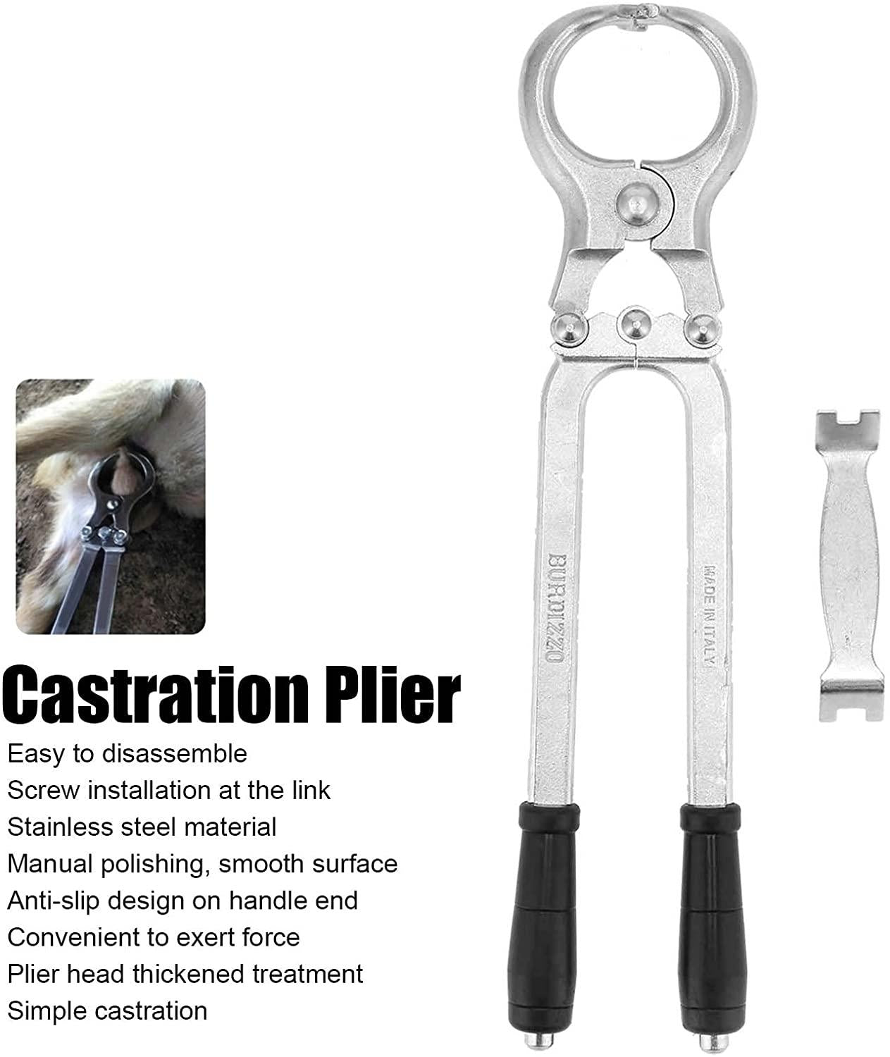 castration forcep, veterinary equipment livestock tools thickened stainless steel easy to operate with non‑slip design for farm for animal(castor pliers for cattle)