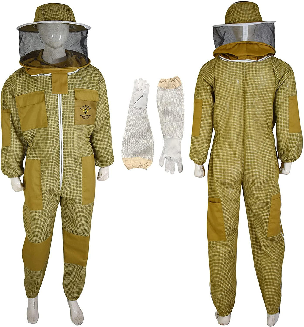 creek beekeeping supplies -- beekeeping suit with round veil/hat (5x-large, khaki)