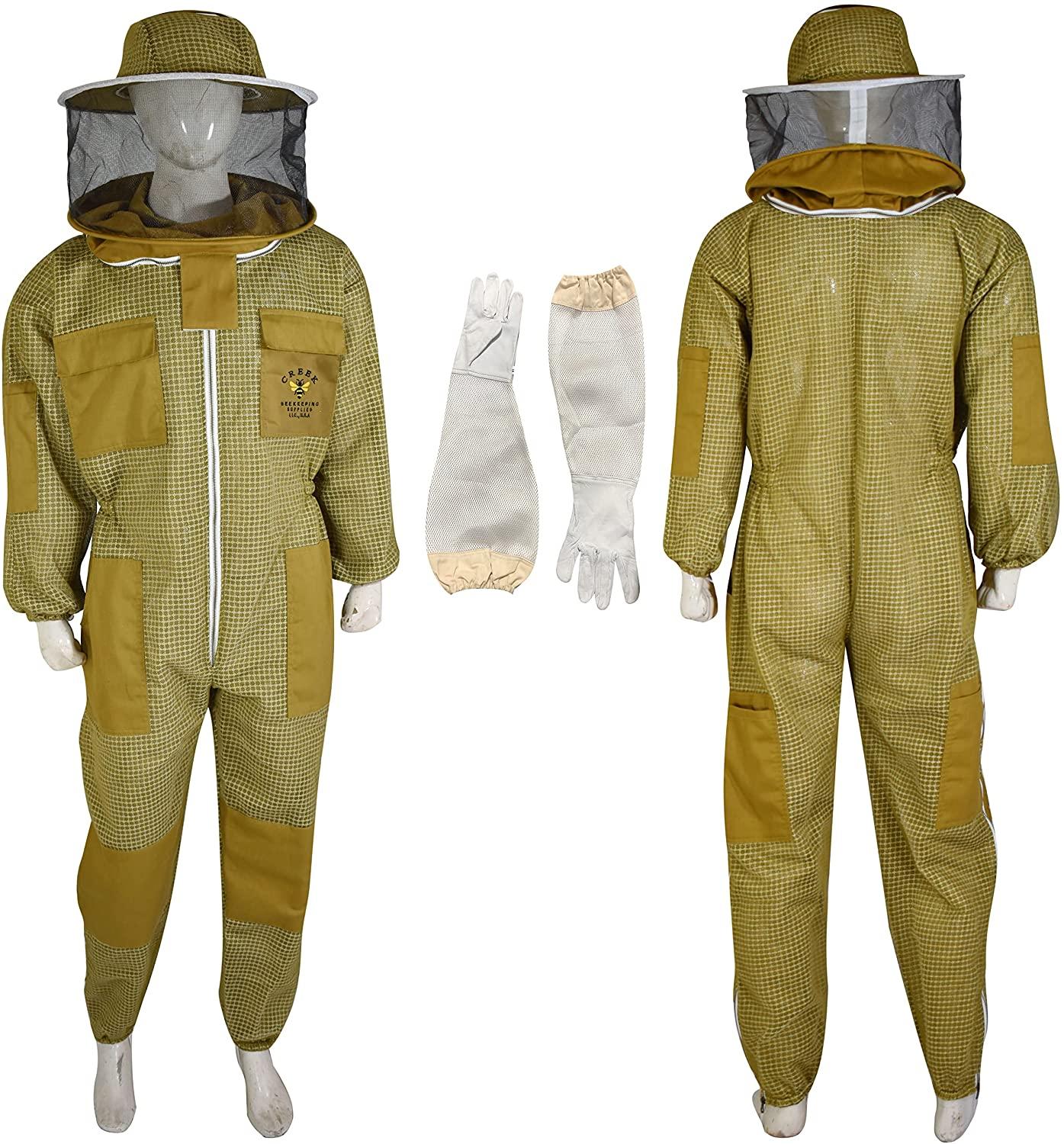 creek beekeeping supplies -- beekeeping suit with round veil/hat (5x-large, khaki)