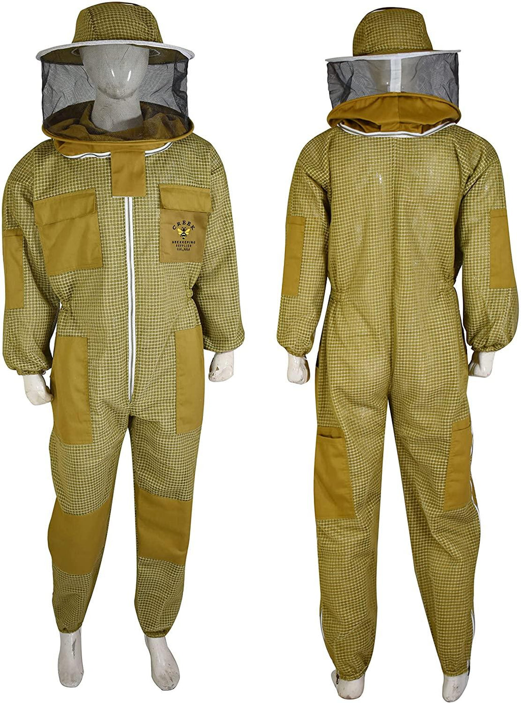 creek beekeeping supplies -- beekeeping suit with round veil/hat (5x-large, khaki)