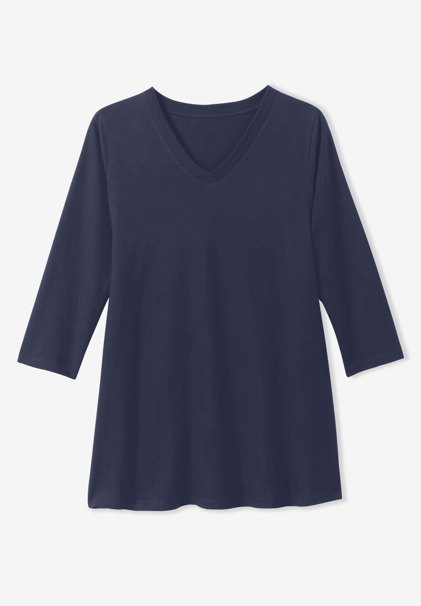 perfect three-quarter sleeve v-neck tunic