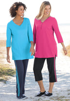perfect three-quarter sleeve v-neck tunic