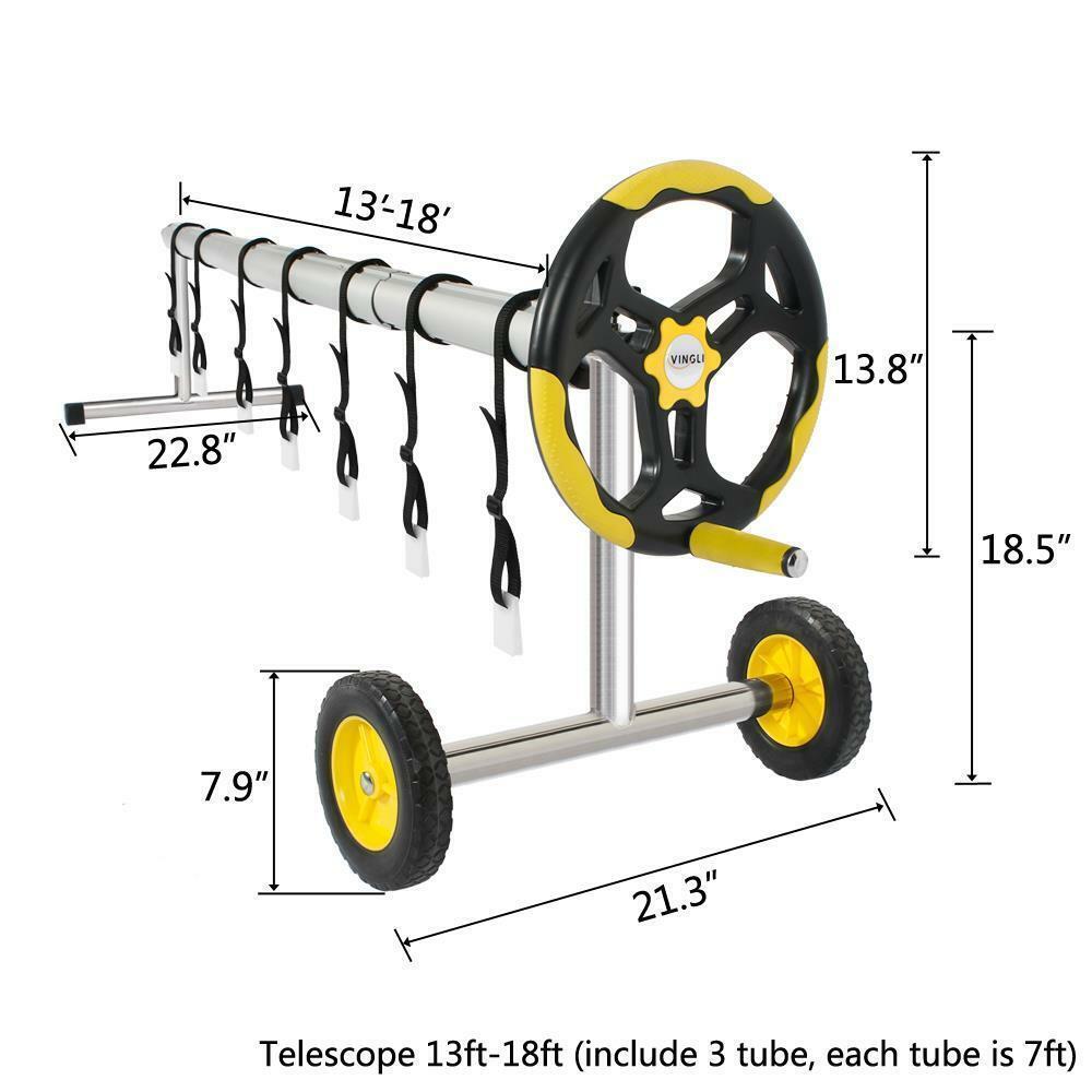 18 feet inground swimming pool solar cover reel set aluminum (upgrade) yellow us