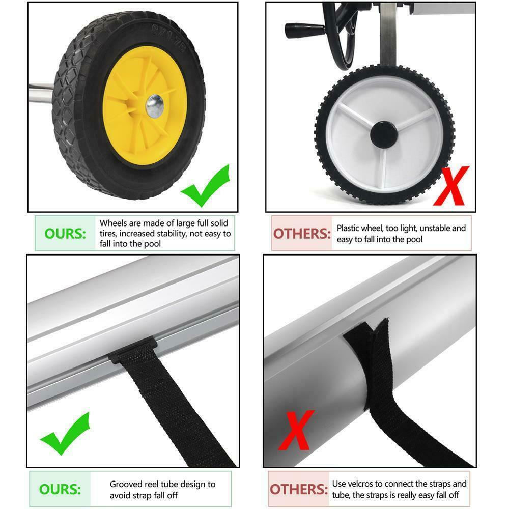 18 feet inground swimming pool solar cover reel set aluminum (upgrade) yellow us